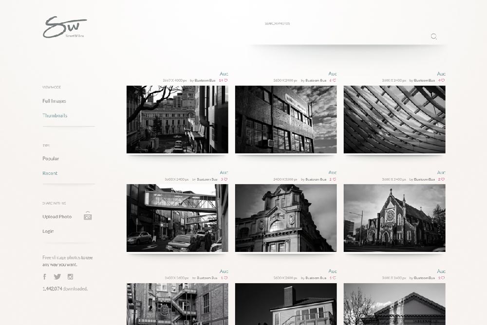 Capture d'écran d'accueil de la banque d'image libre de droit : Streetwill.co