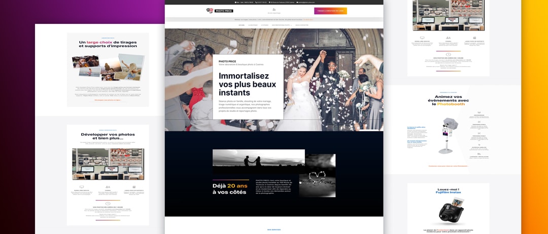 Quelques extraits des pages du stie vitrine réalisé par le studio de design LUNENOIRE