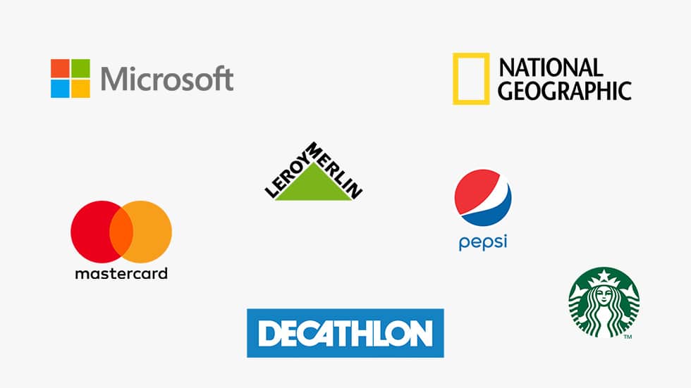 Un échantillon de logos contruient à partir de formes simples tels que des carrés, triangles, cercles ou encore des rectangles.